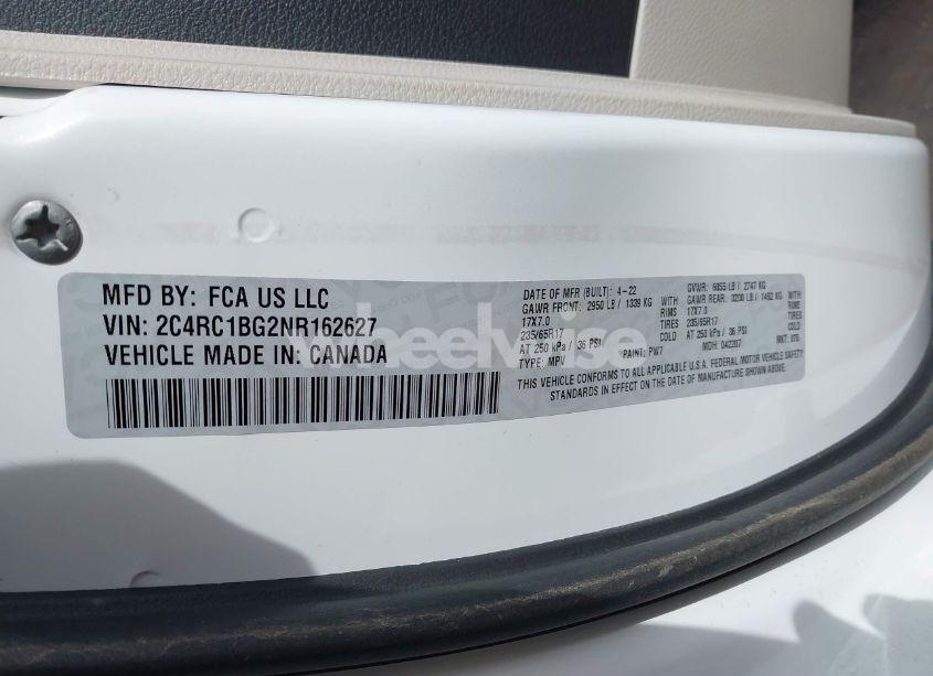 Photo 9 of 2022 Chrysler Pacifica TOURING L (VIN 2C4RC1BG2NR162627)