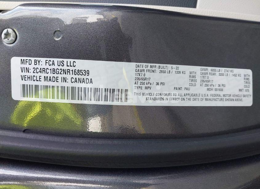 Photo 9 of 2022 Chrysler Pacifica TOURING L (VIN 2C4RC1BG2NR168539)