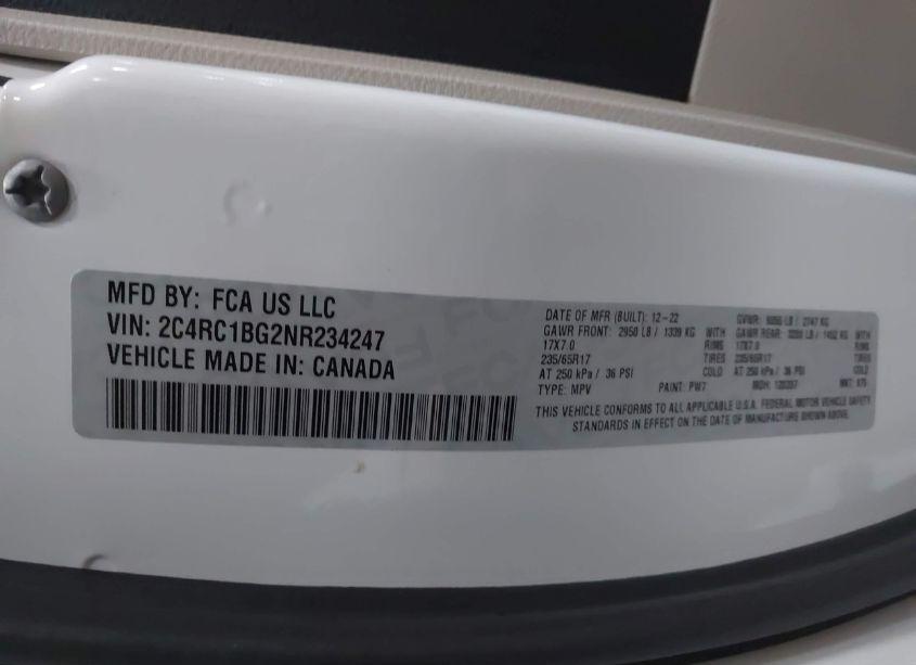 Photo 9 of 2022 Chrysler Pacifica TOURING L (VIN 2C4RC1BG2NR234247)