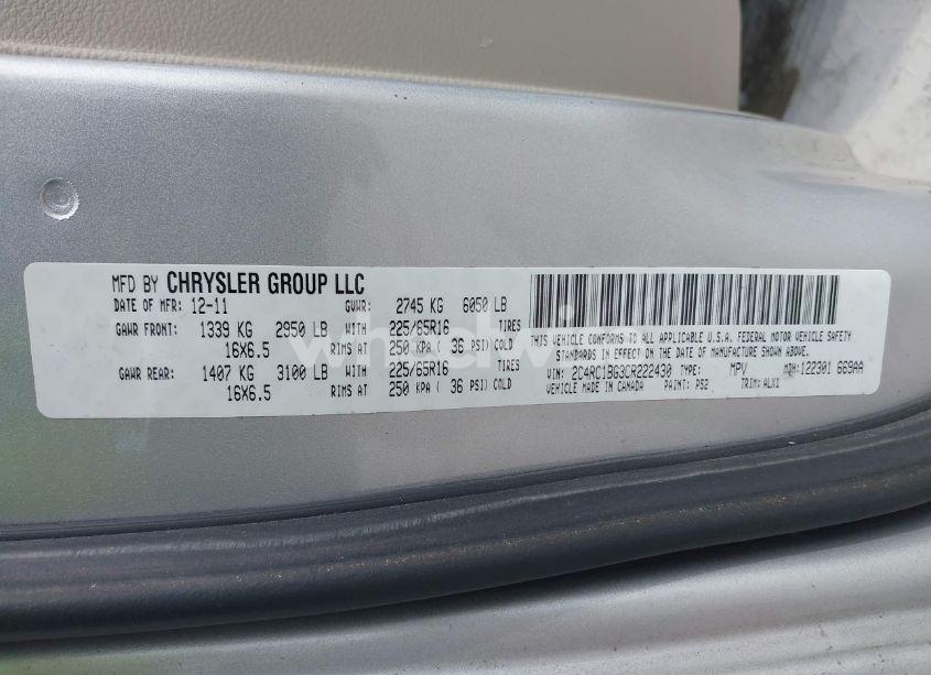 Photo 9 of 2012 Chrysler Town & COUNTRY TOURING (VIN 2C4RC1BG3CR222430)