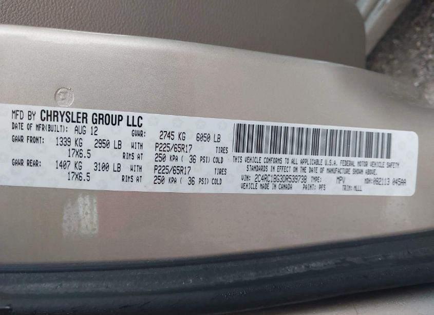 Photo 9 of 2013 Chrysler Town & COUNTRY TOURING (VIN 2C4RC1BG3DR539738)