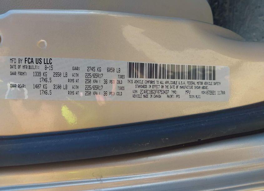 Photo 9 of 2015 Chrysler Town & COUNTRY TOURING (VIN 2C4RC1BG3FR753437)