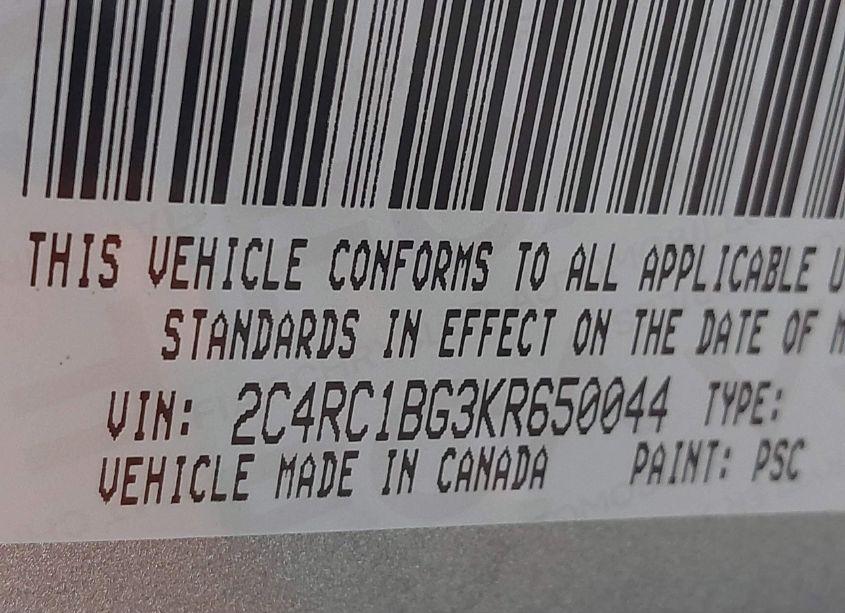 Photo 9 of 2019 Chrysler Pacifica TOURING L (VIN 2C4RC1BG3KR650044)