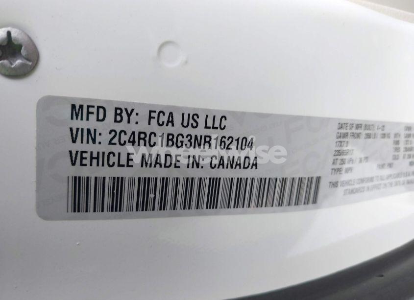 Photo 9 of 2022 Chrysler Pacifica TOURING L (VIN 2C4RC1BG3NR162104)