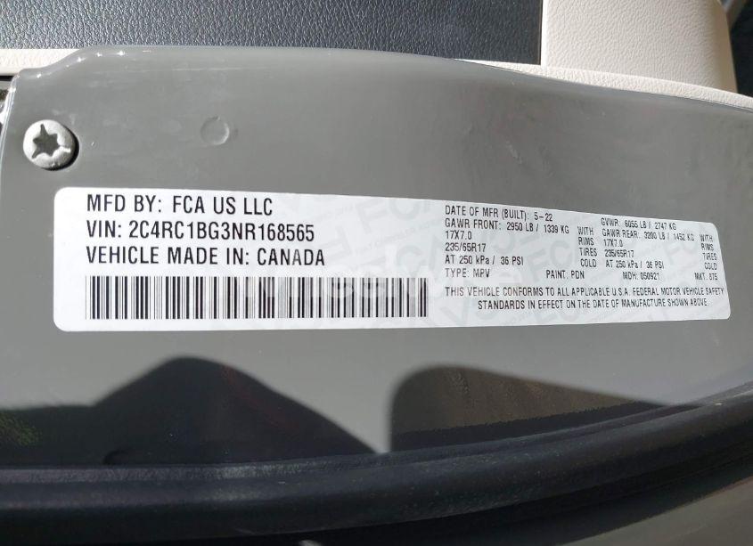 Photo 9 of 2022 Chrysler Pacifica TOURING L (VIN 2C4RC1BG3NR168565)