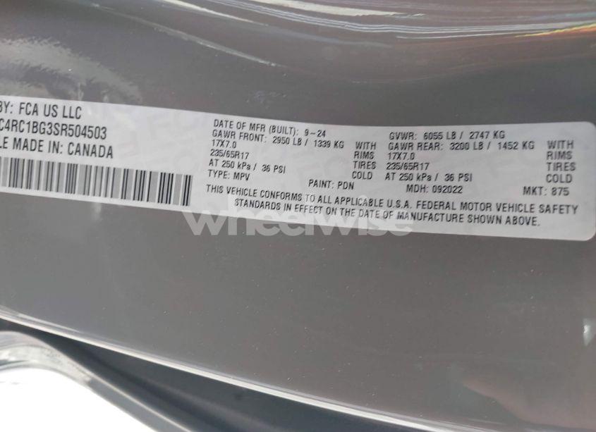 Photo 9 of 2025 Chrysler Pacifica SELECT (VIN 2C4RC1BG3SR504503)