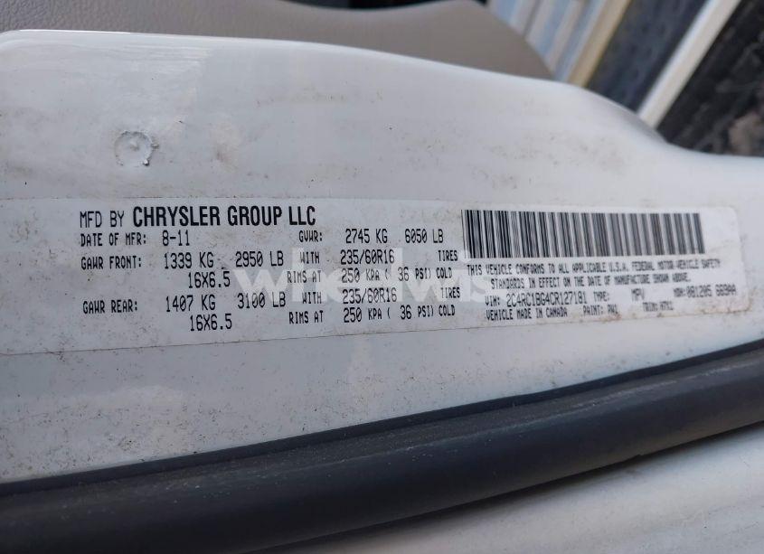 Photo 9 of 2012 Chrysler Town & COUNTRY TOURING (VIN 2C4RC1BG4CR127181)