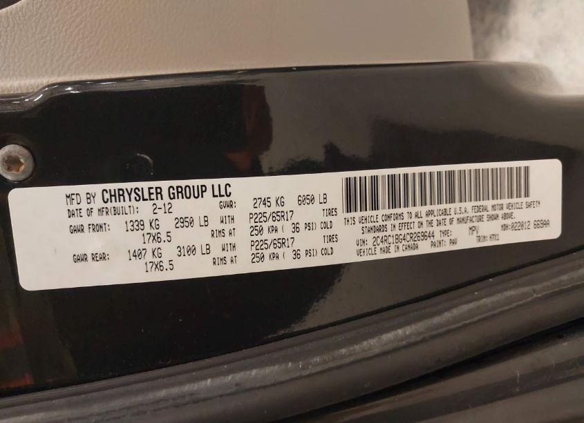 Photo 9 of 2012 Chrysler Town & COUNTRY TOURING (VIN 2C4RC1BG4CR269644)