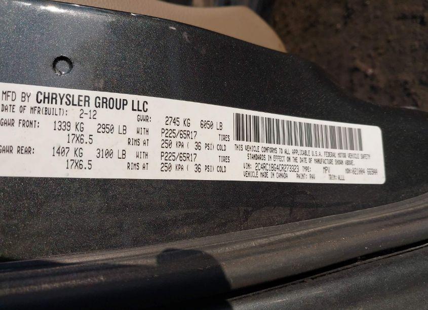 Photo 9 of 2012 Chrysler Town & COUNTRY TOURING (VIN 2C4RC1BG4CR273323)