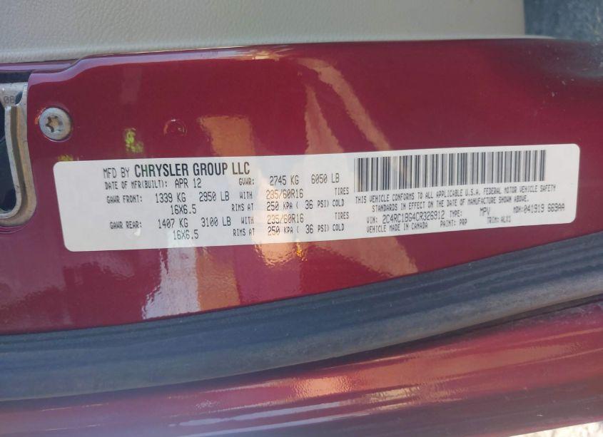 Photo 9 of 2012 Chrysler Town & COUNTRY TOURING (VIN 2C4RC1BG4CR326912)