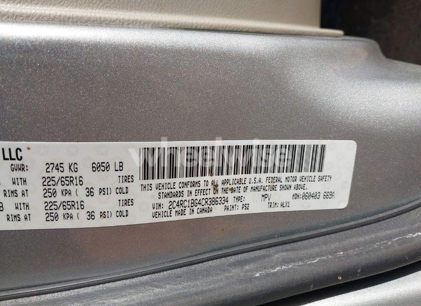 Photo 9 of 2012 Chrysler Town & COUNTRY TOURING (VIN 2C4RC1BG4CR386334)