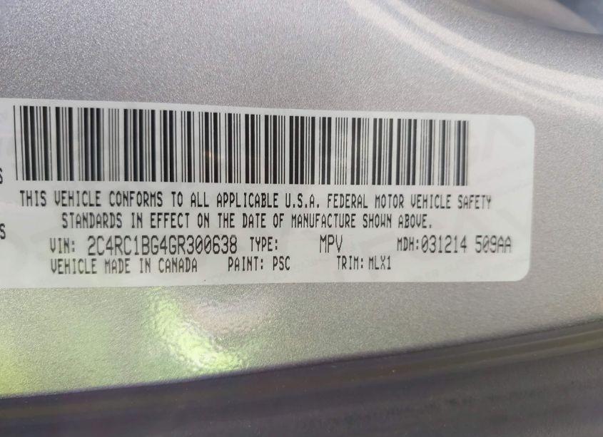 Photo 9 of 2016 Chrysler Town & COUNTRY TOURING (VIN 2C4RC1BG4GR300638)