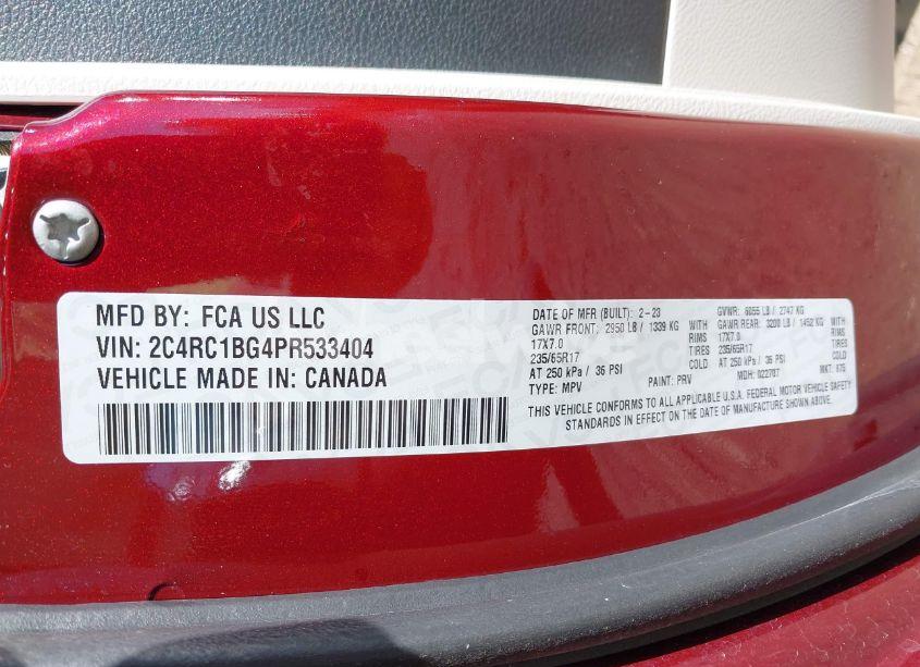 Photo 9 of 2023 Chrysler Pacifica TOURING L (VIN 2C4RC1BG4PR533404)