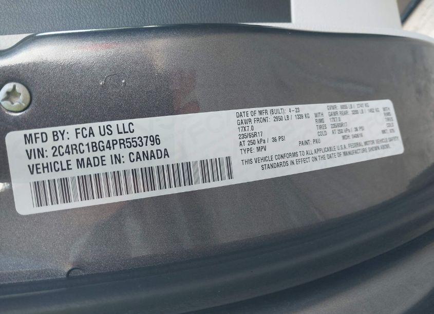 Photo 9 of 2023 Chrysler Pacifica TOURING L (VIN 2C4RC1BG4PR553796)