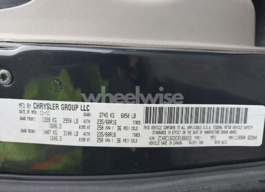 Photo 9 of 2012 Chrysler Town & COUNTRY TOURING (VIN 2C4RC1BG5CR188023)