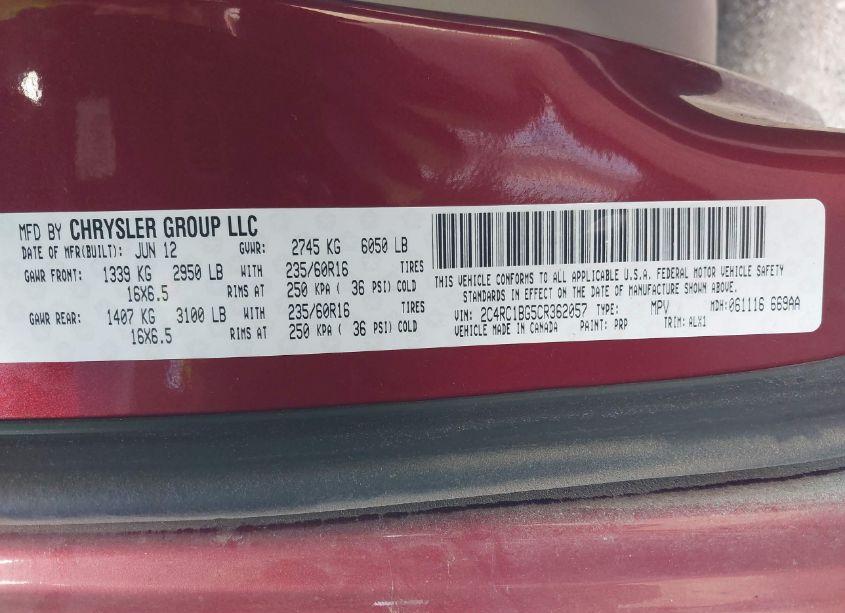 Photo 9 of 2012 Chrysler Town & COUNTRY TOURING (VIN 2C4RC1BG5CR362057)