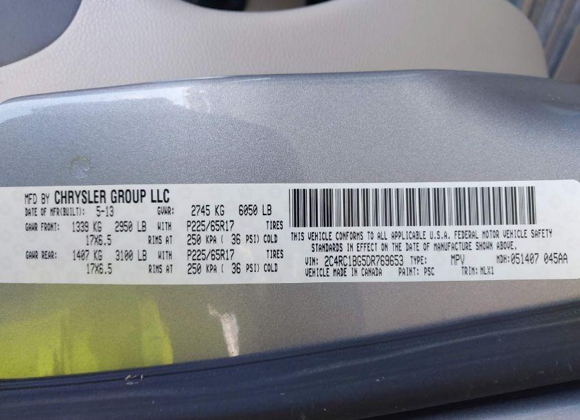 Photo 9 of 2013 Chrysler Town & COUNTRY TOURING (VIN 2C4RC1BG5DR769653)