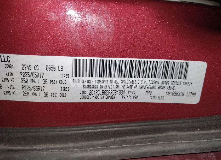 Photo 9 of 2015 Chrysler Town & COUNTRY TOURING (VIN 2C4RC1BG5FR534334)