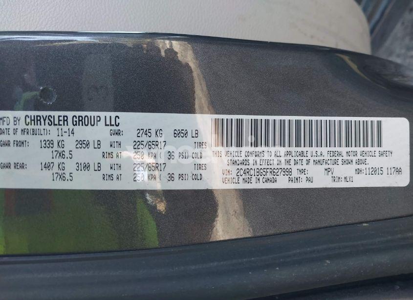 Photo 9 of 2015 Chrysler Town & COUNTRY TOURING (VIN 2C4RC1BG5FR627998)