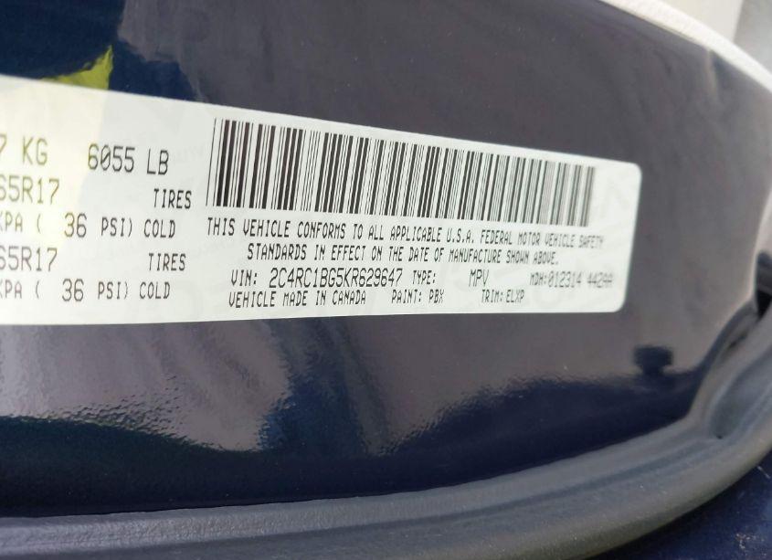 Photo 9 of 2019 Chrysler Pacifica TOURING L (VIN 2C4RC1BG5KR629647)