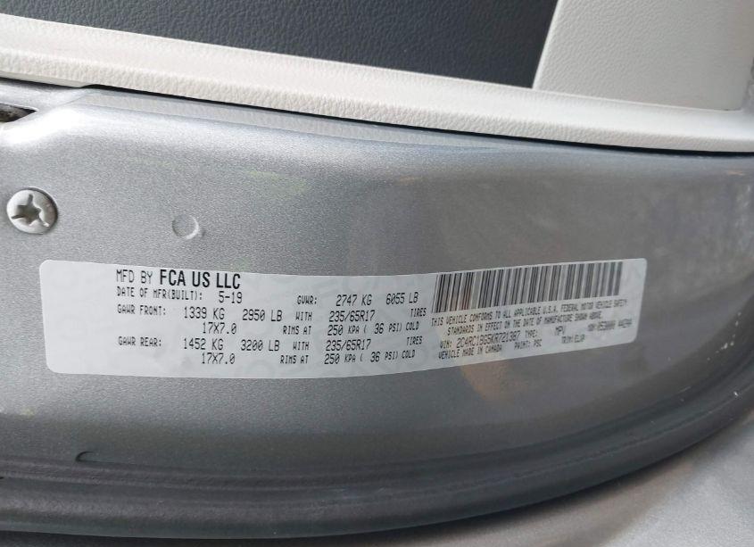 Photo 9 of 2019 Chrysler Pacifica TOURING L (VIN 2C4RC1BG5KR721387)