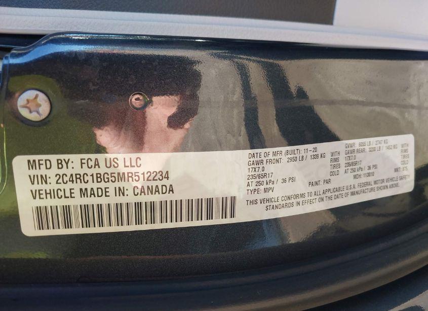 Photo 9 of 2021 Chrysler Pacifica TOURING L (VIN 2C4RC1BG5MR512234)