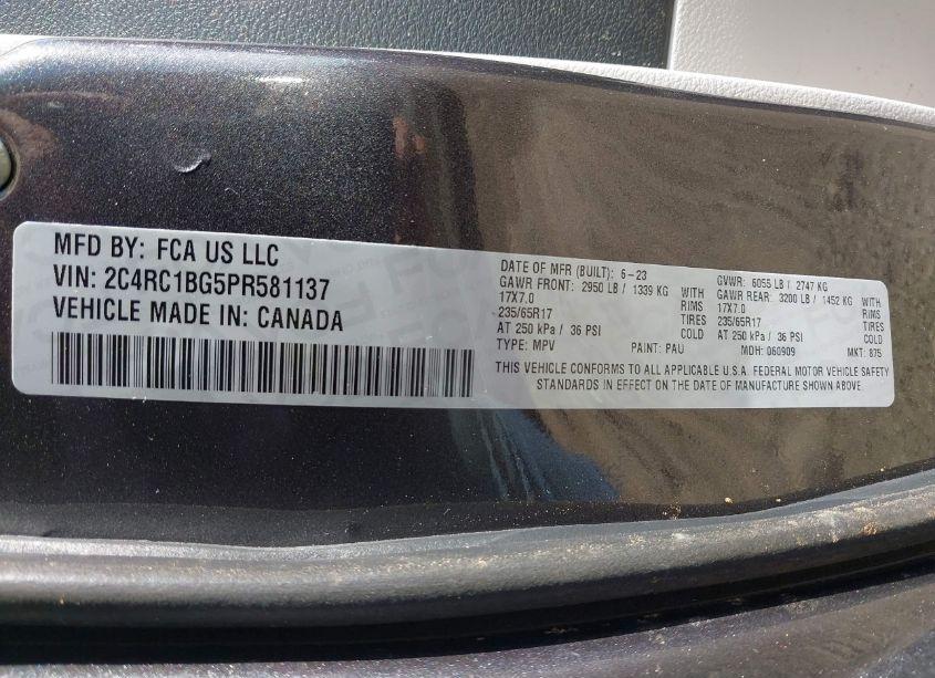 Photo 9 of 2023 Chrysler Pacifica TOURING L (VIN 2C4RC1BG5PR581137)