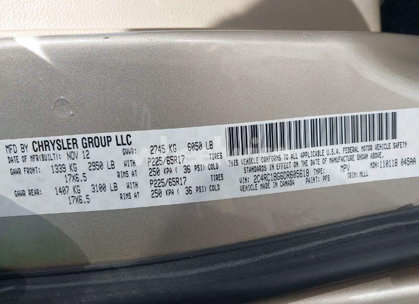 Photo 9 of 2013 Chrysler Town & COUNTRY TOURING (VIN 2C4RC1BG6DR605618)