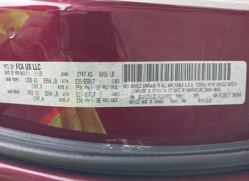 Photo 9 of 2018 Chrysler Pacifica TOURING L (VIN 2C4RC1BG6JR204081)