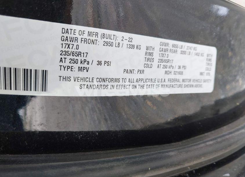 Photo 9 of 2022 Chrysler Pacifica TOURING L (VIN 2C4RC1BG6NR128979)