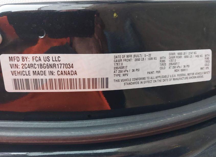 Photo 9 of 2022 Chrysler Pacifica TOURING L (VIN 2C4RC1BG6NR177034)