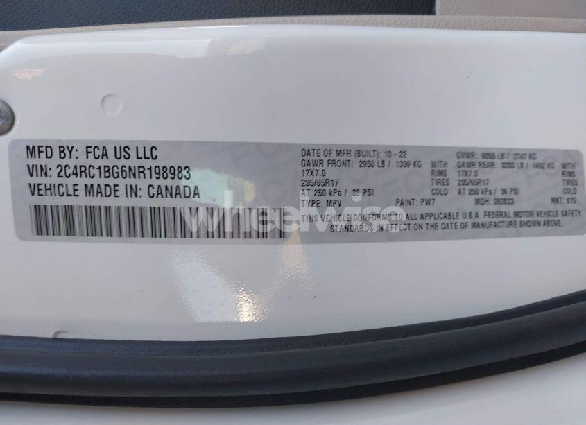 Photo 9 of 2022 Chrysler Pacifica TOURING L (VIN 2C4RC1BG6NR198983)