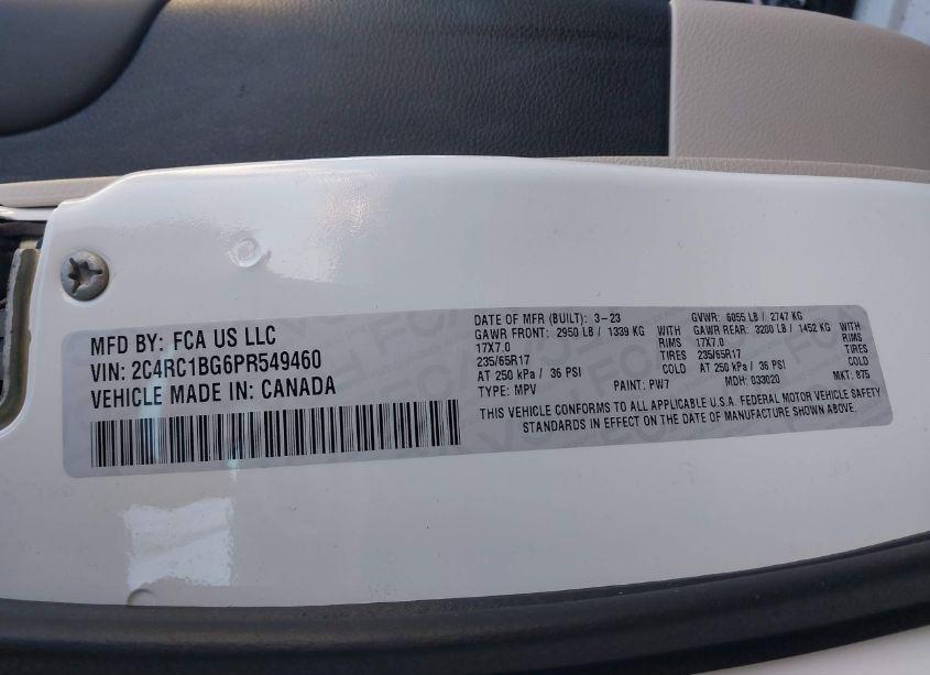 Photo 9 of 2023 Chrysler Pacifica TOURING L (VIN 2C4RC1BG6PR549460)