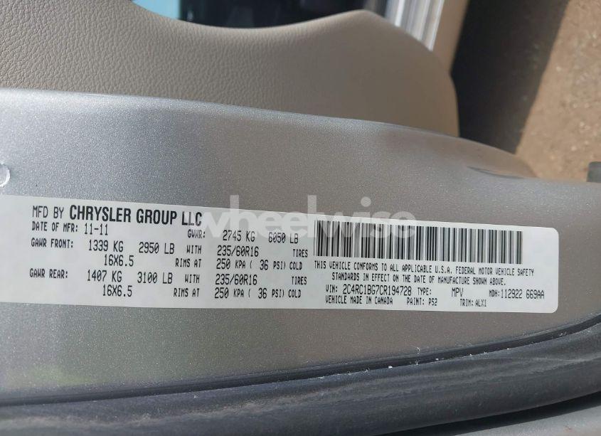 Photo 9 of 2012 Chrysler Town & COUNTRY TOURING (VIN 2C4RC1BG7CR194728)