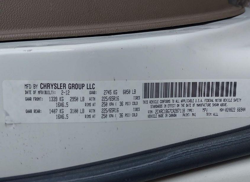 Photo 9 of 2012 Chrysler Town & COUNTRY TOURING (VIN 2C4RC1BG7CR287118)