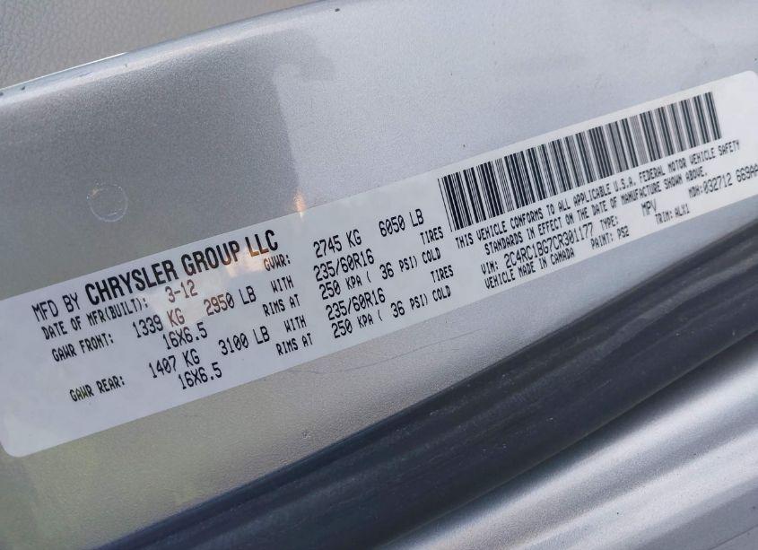 Photo 9 of 2012 Chrysler Town & COUNTRY TOURING (VIN 2C4RC1BG7CR301177)