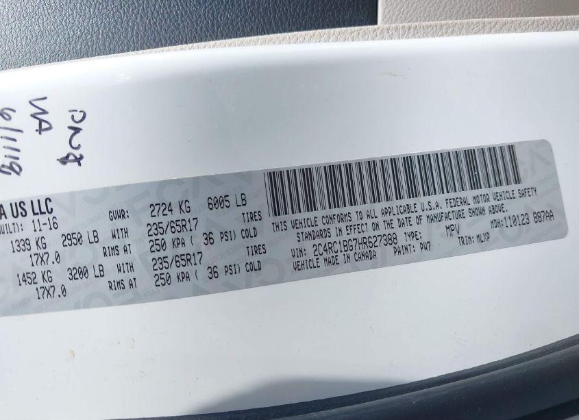 Photo 9 of 2017 Chrysler Pacifica TOURING-L (VIN 2C4RC1BG7HR627388)