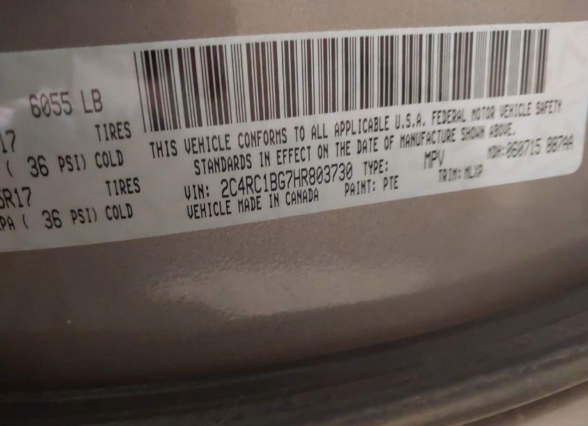 Photo 9 of 2017 Chrysler Pacifica TOURING-L (VIN 2C4RC1BG7HR803730)