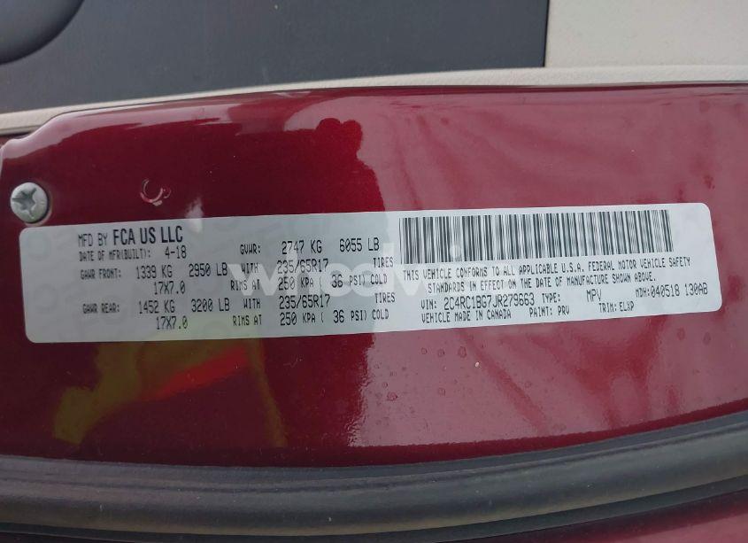 Photo 9 of 2018 Chrysler Pacifica TOURING L (VIN 2C4RC1BG7JR279663)