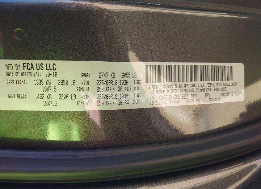 Photo 9 of 2019 Chrysler Pacifica TOURING L (VIN 2C4RC1BG7KR549220)