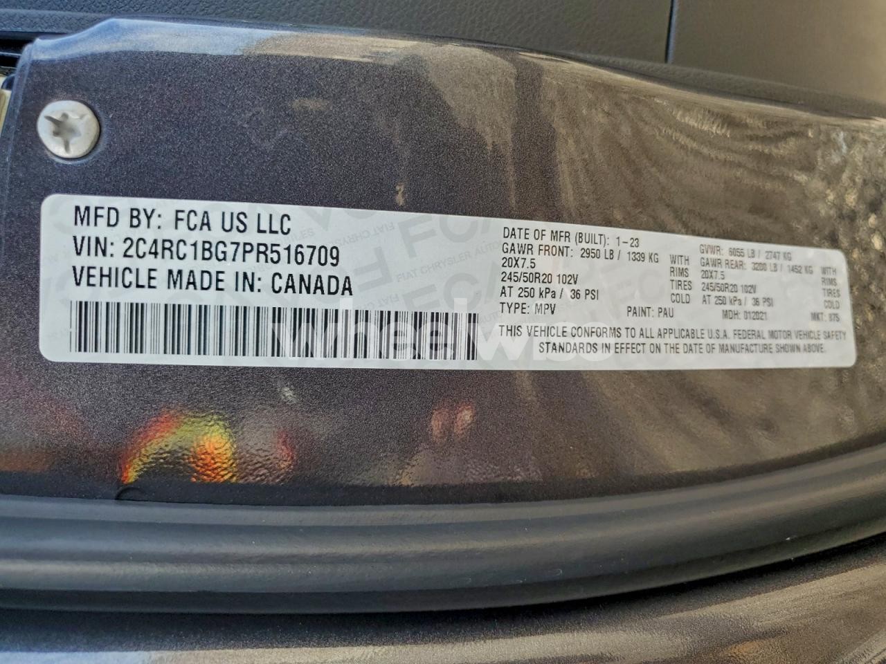 Photo 14 of 2023 CHRYSLER PACIFICA TOURING L (VIN 2C4RC1BG7PR516709)