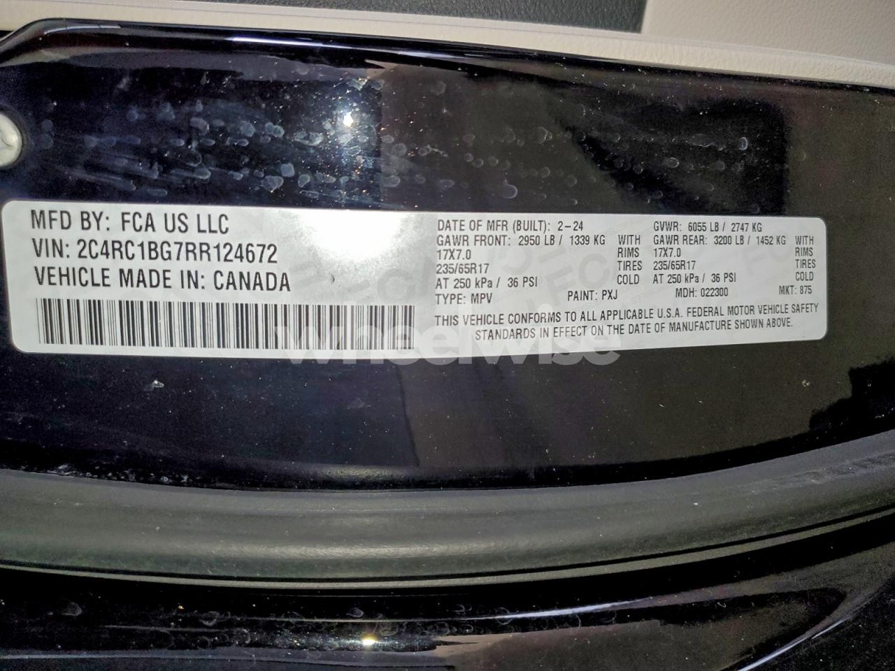 Photo 13 of 2024 CHRYSLER PACIFICA TOURING L (VIN 2C4RC1BG7RR124672)