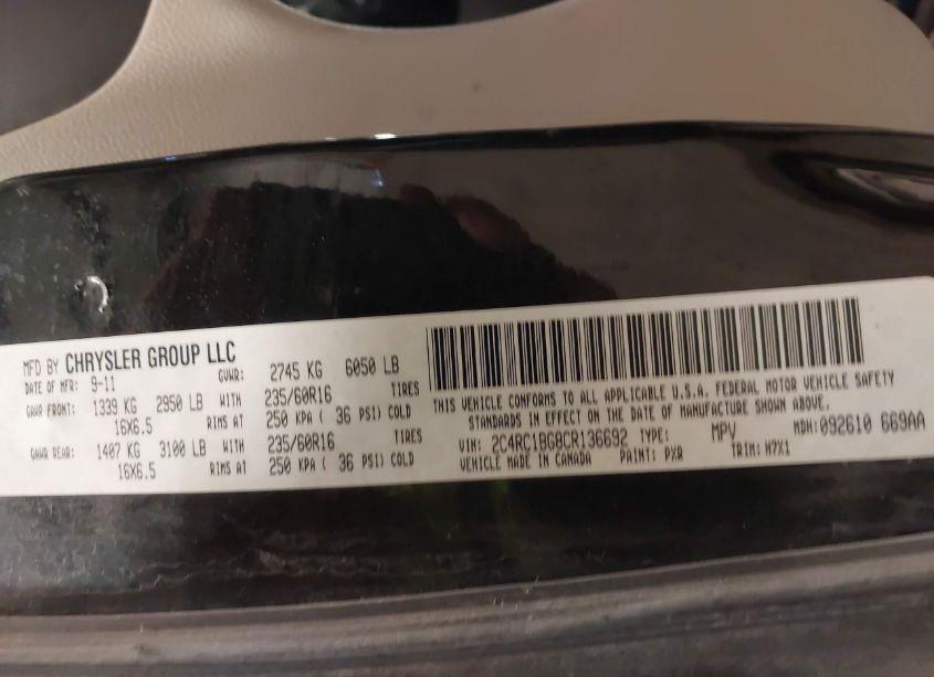 Photo 9 of 2012 Chrysler Town & COUNTRY TOURING (VIN 2C4RC1BG8CR136692)