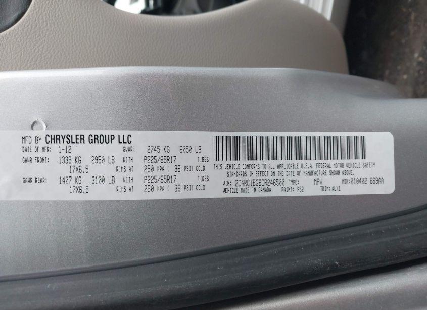 Photo 9 of 2012 Chrysler Town & COUNTRY TOURING (VIN 2C4RC1BG8CR246500)