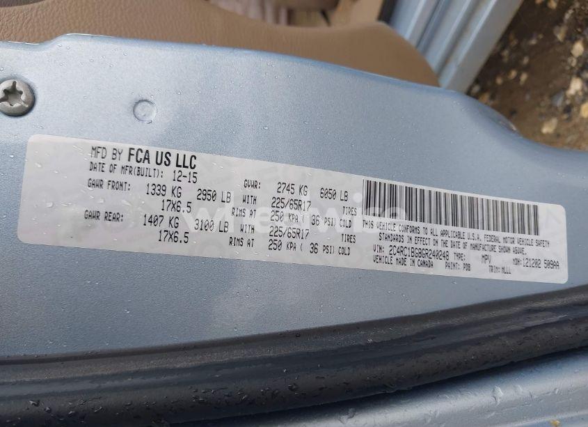 Photo 9 of 2016 Chrysler Town & COUNTRY TOURING (VIN 2C4RC1BG8GR240248)