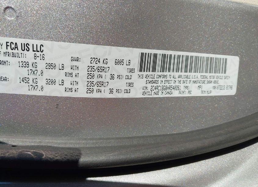 Photo 9 of 2017 Chrysler Pacifica TOURING-L (VIN 2C4RC1BG8HR540261)