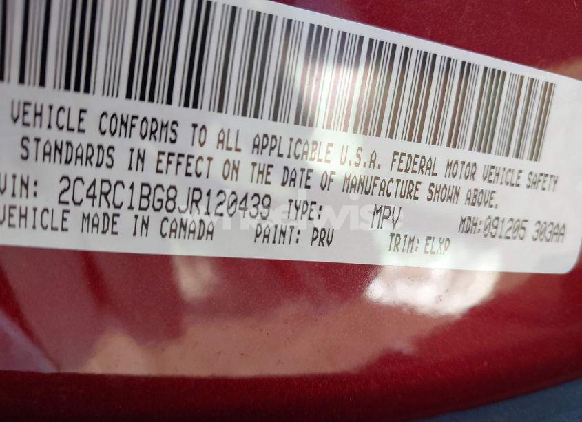 Photo 9 of 2018 Chrysler Pacifica TOURING L (VIN 2C4RC1BG8JR120439)