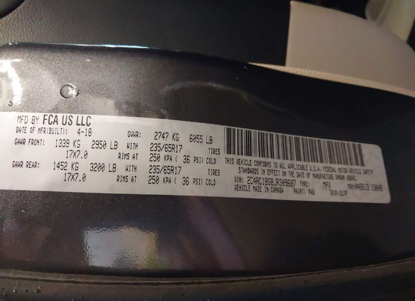 Photo 9 of 2018 Chrysler Pacifica TOURING L (VIN 2C4RC1BG8JR309687)