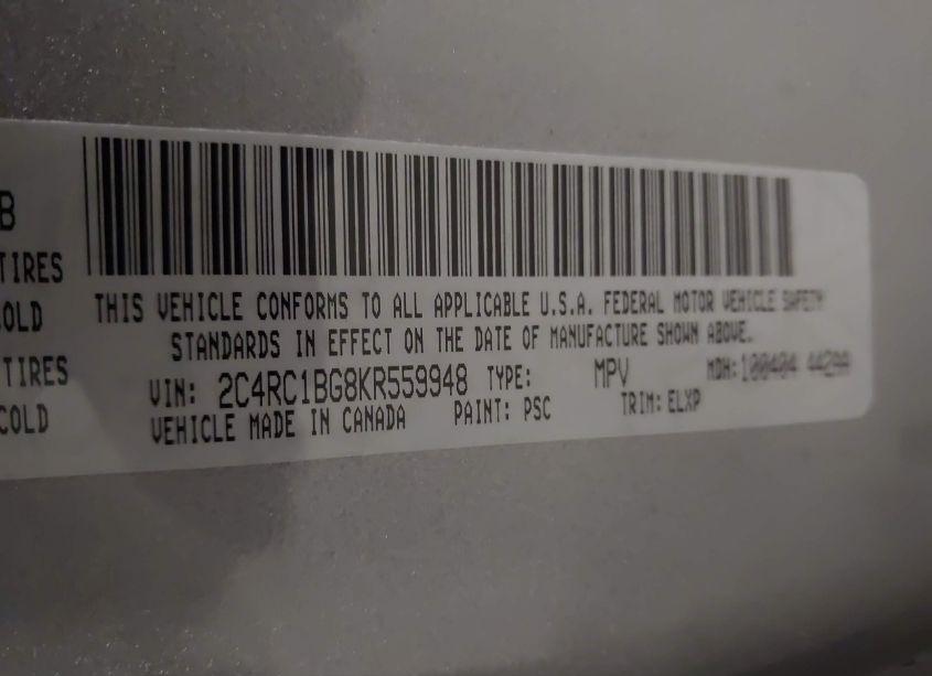 Photo 9 of 2019 Chrysler Pacifica TOURING L (VIN 2C4RC1BG8KR559948)