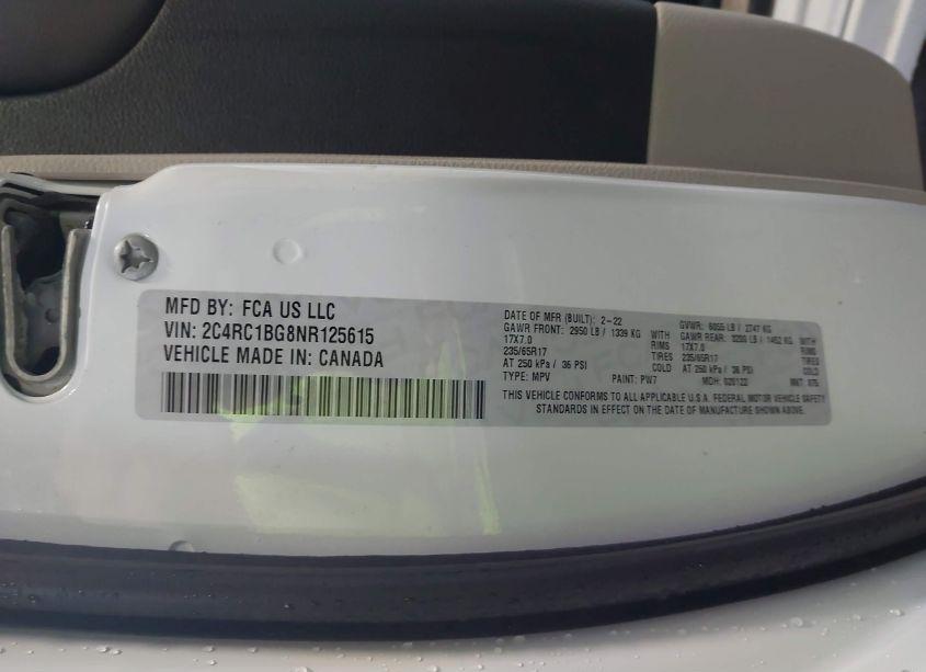 Photo 9 of 2022 Chrysler Pacifica TOURING L (VIN 2C4RC1BG8NR125615)